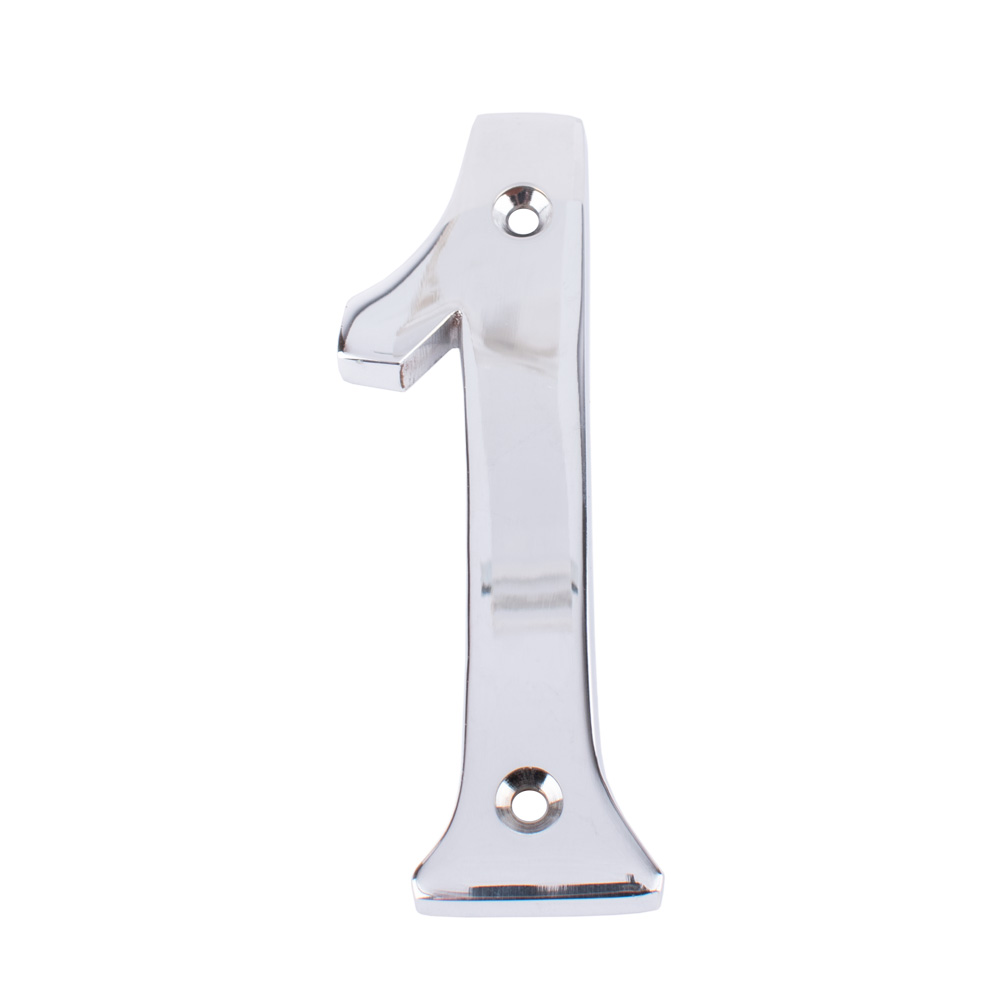Dart Number 1 Door Numeral - Polished Chrome